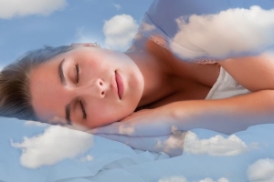 woman sleeping on clouds